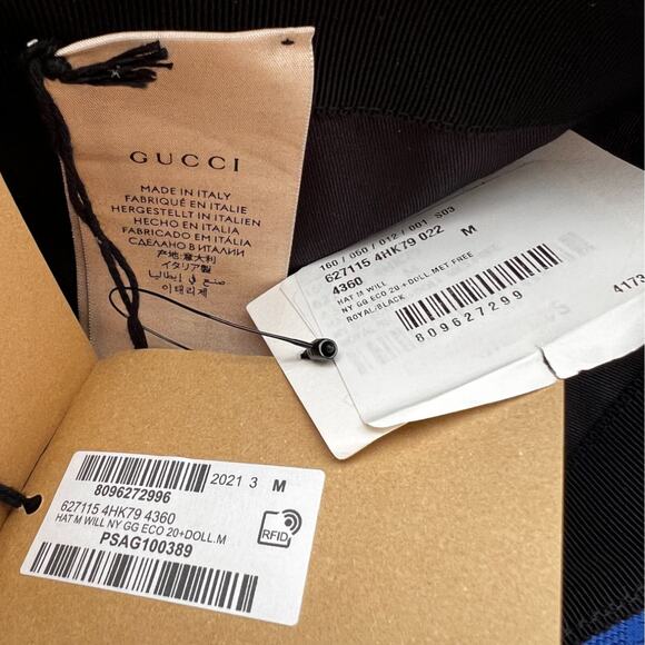 GUCCI Econyl Nylon Monogram Off The Grid Will Bucket Hat Orient Blue Black, M - Picture 11 of 16
